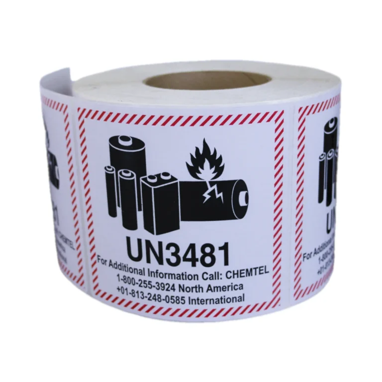Lithium Battery UN3480 Label, 4 3/4x5", Red and Black, 1000 Labels/Roll