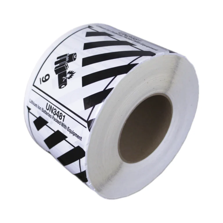 Lithium Battery UN3481 Label – 4" x 4.5", Black & White – 1,000 Labels/Roll